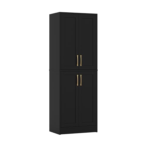 Pantry Kitchen Pantry Cabinet with 4 Doors and Adjustable Shelves