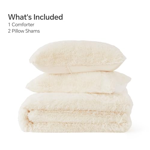 Cream White Fluffy Comforter Set King