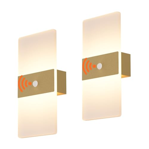 2 Pack Motion Sensor Gold Wall Lights (2 Count)