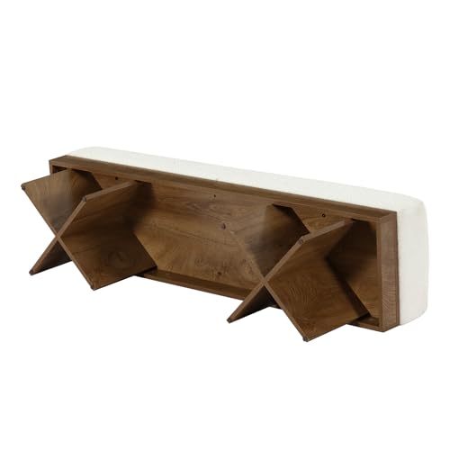 55" Entryway Bench with Faux Lamb Wool