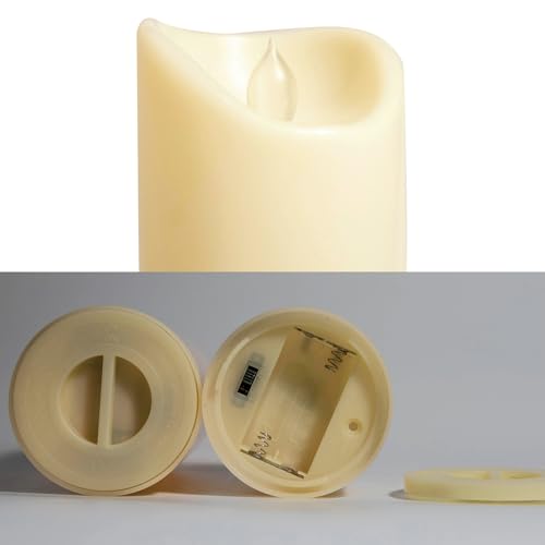 Outdoor Battery Operated Flameless Candles with Remote Timer Waterproof Flickering Plastic Electric LED Pillar Lights for Lantern Patio Garden Wedding Party Decorations 3x5 Inches 2 Pack (2 Count)