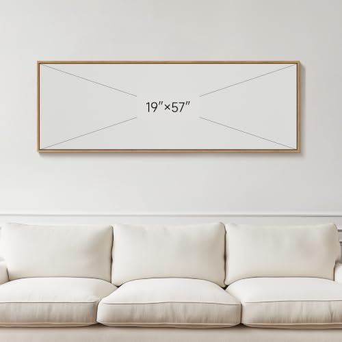 Large Framed Black Beige Abstract Wall Art for Living Room Horizontal 60x20