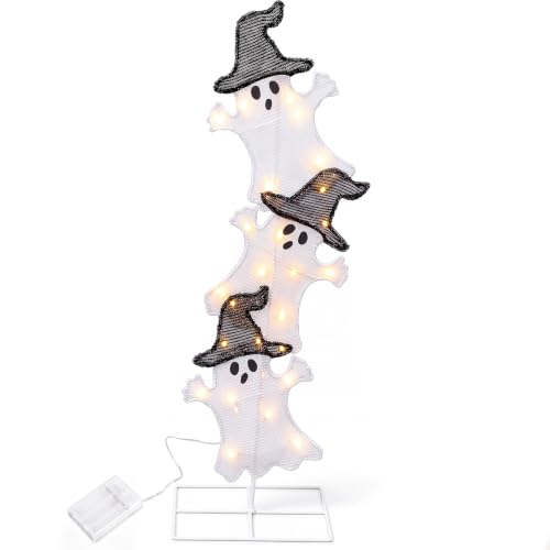 Halloween Ghost Lights 41 Inch H Pre (Black,White / Ghost)