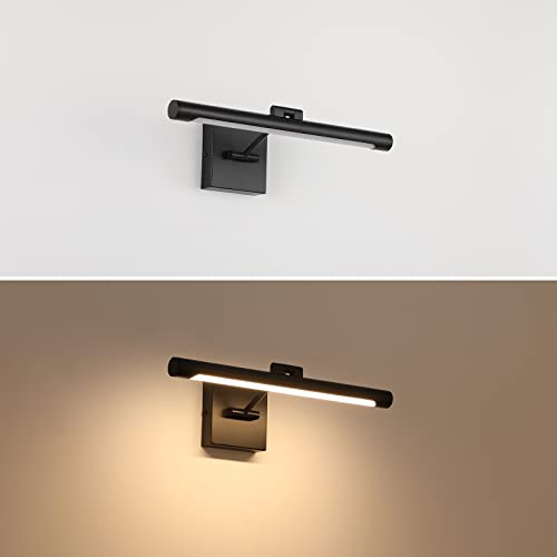 LED Picture Light Fixtures 16.53" Inches Long Modern Black Wall Lamps with Rotatable Lighting Tube Picture Frame Lights for Paintings 7W