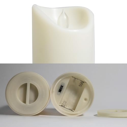 Waterproof Outdoor Battery Operated Flameless Candles with Auto Timer Flickering Plastic Resin Electric LED Pillar Lights for Lantern Patio Garden Wedding Party Decorations 3x7 Inches Ivory 2 Pack (2 Count)