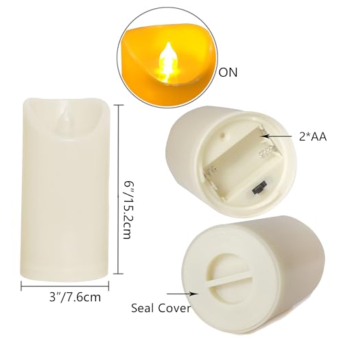 Outdoor Battery Operated Flameless Candles with Auto Timer D3”xH6” 2 PCS (2 Count)