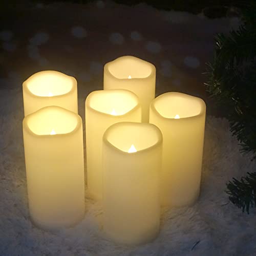 Outdoor Battery Operated Flameless Candles with Remote Timer D3”xH6” 6 PCS