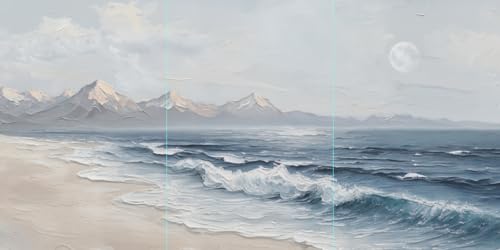 Blue Ocean Wave Framed Canvas Wall Art