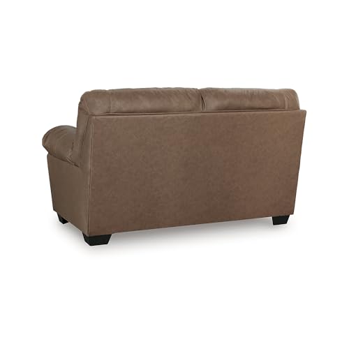 Faux Leather Caramel Brown Loveseat Sofa Couch