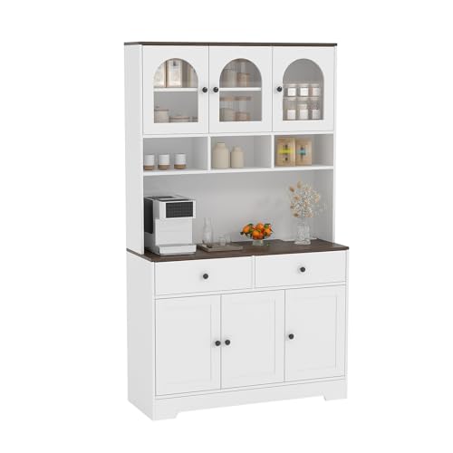Kitchen Pantry Cabinet with Open Storage Shelves