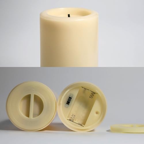 Outdoor Battery Operated Flameless LED Pillar Candles Remote D3”xH6” 2 PCS (2 Count)