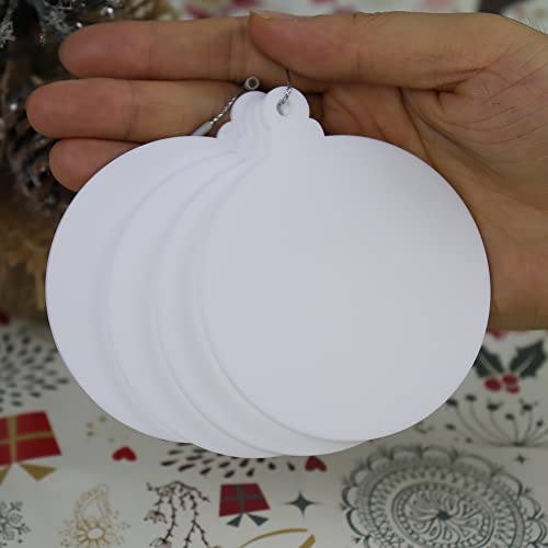 20Pcs 3 Inch Blank Acrylic Christmas Ornaments 2025 White Unfinished Round Acrylic Christmas Ornaments for DIY Craft Hanging Ornaments for Christmas Tree Decoration Xmas Party Decorations (20 Count)