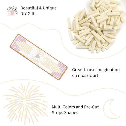 150g Ivory Strips Glass Mosaic Tiles for Crafts Bulk (5.29 Ounce)