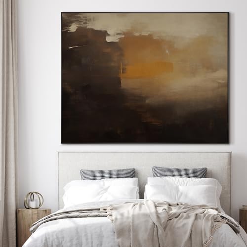 60"x72" Extra Large Framed Wall Art Abstract Dark Horizon Moody Landscape Illustration for Home Living Room Bedroom Decor