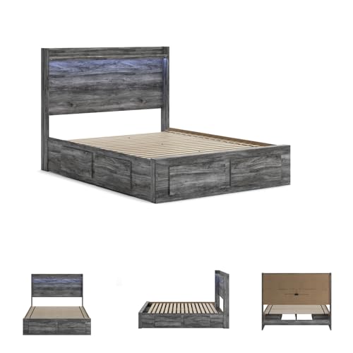 Baystorm Gray Queen Bed Frame with Storage