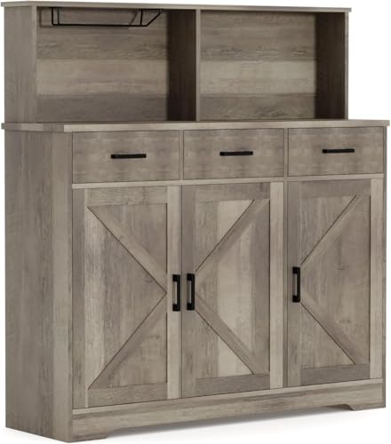 Farmhouse Sideboard Buffet with Microwave Stand