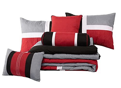 7 Piece Quilted Patchwork Comforter Set