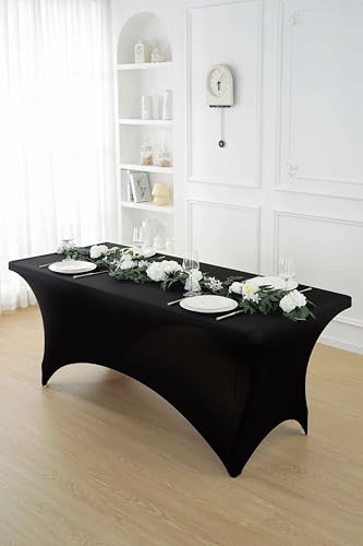 2 Pack 8ft Black Spandex Tablecloth (2 Count)
