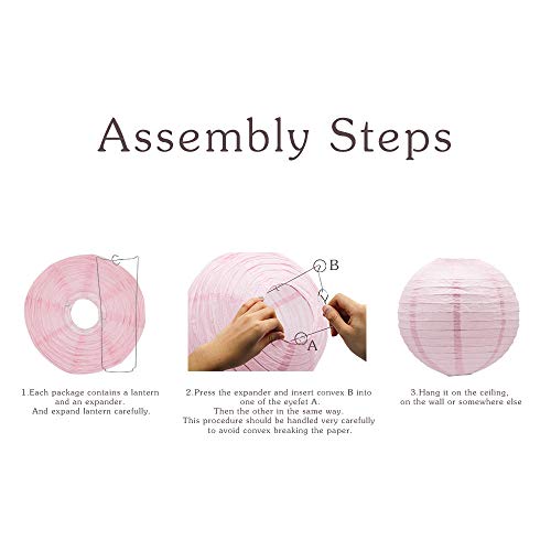 Pink Round Chinese Paper Lanterns Decorative (15 Count)