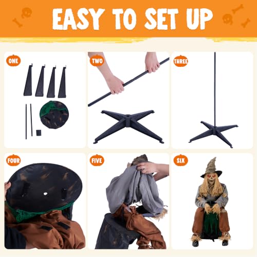 49" Halloween Animatronic Sitting Scarecrow