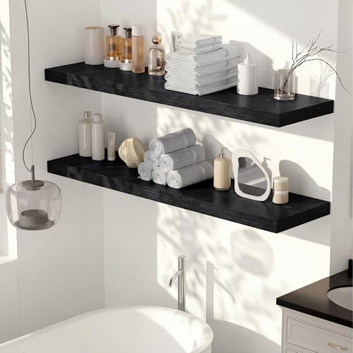72 x 12 Deep Floating Shelves Wall Mounted Set of 1 Black