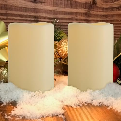 2 Pack 4" x 6" Waterproof Outdoor Flameless Candles with Remote and Timer (2 Count)