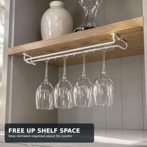 2 Pack 10.3 Inch Under Cabinet Hanging Wine Glass Racks (2 Count)