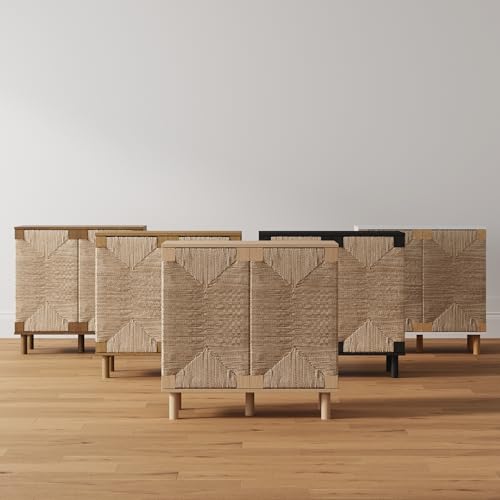 Beacon Accent Natural Sideboard Storage Cabinet TV Stand with Adjustable Interior Shelf and Seagrass Doors (4 Count)
