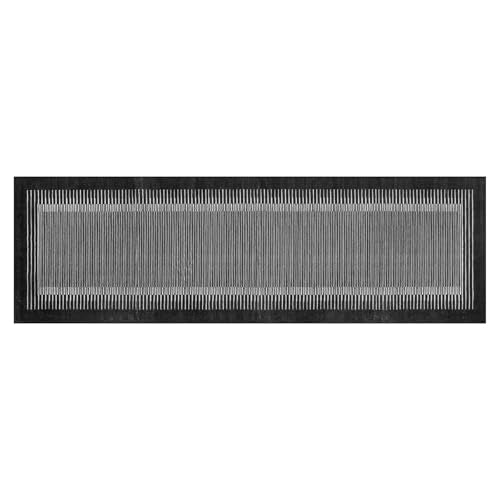 Washable Striped Black Runner Rug for Hallway 2'6"x8' (20 Sq Ft)