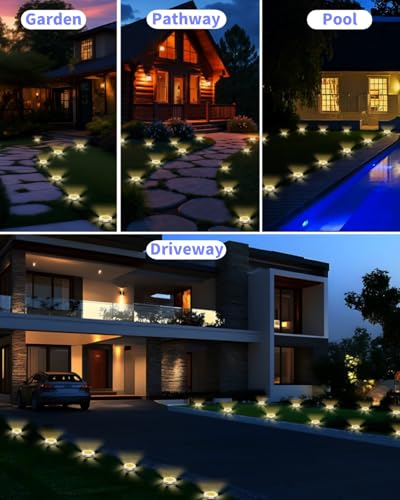 18 Pack Outdoor Solar Ground Lights with 4 Side Light(Warm White) (18 Count)