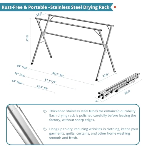 63 Inches Clothes Drying Rack