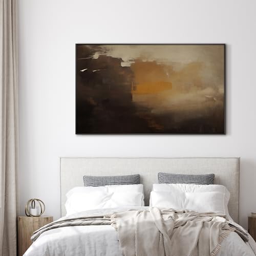 36"x60" Extra Large Framed Wall Art Abstract Dark Horizon Moody Landscape Illustration for Home Living Room Bedroom Decor
