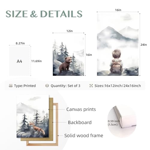 Framed Woodland Boy Nursery Wall Art Set of 3 (3 Count)