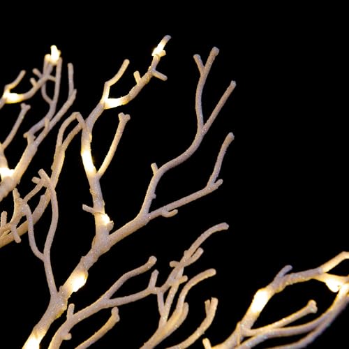 24IN Lighted Willow Tree Bonsai 70 Mini LED Lights Artificial White Birch Tree for Home