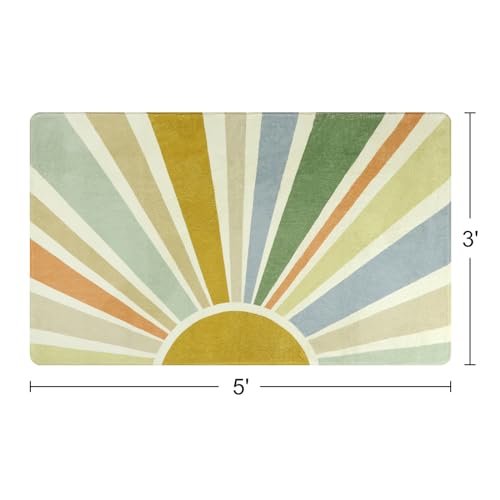 Boho Washable Rug 3'x5' Kids Area Rug for Playroom
