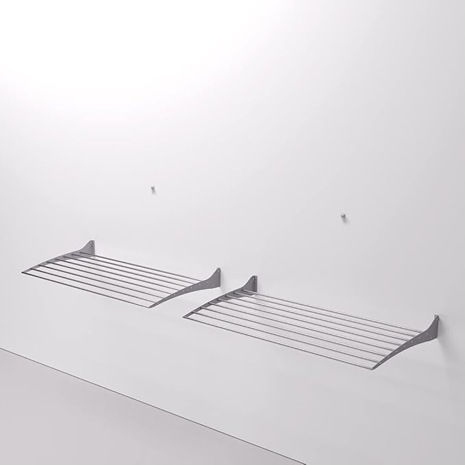 foxydry Fold, Wall Drying Rack, Vertical Drying Rack for Indoor and Outdoor Aluminium and Steel (Grey - Closing Up, 2X Fold 120)