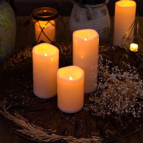 4" x 8" Large Waterproof Outdoor Flameless Candles with Remote Control and Timer (4 Count)