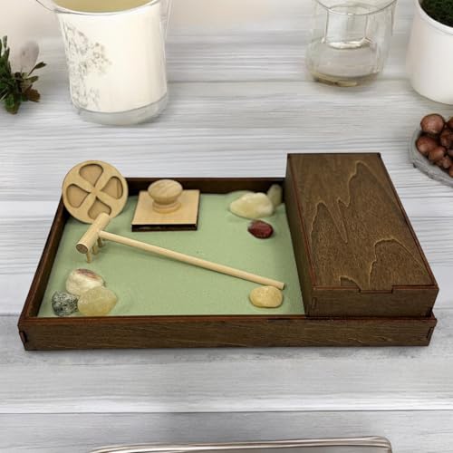 Wooden Zen Garden with Accessories Box
