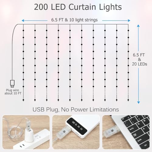 Warm White Curtain Lights (6.5 Foot)