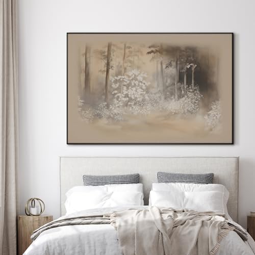46"x72" Extra Large Framed Wall Art Misty Forest in Sepia Tones