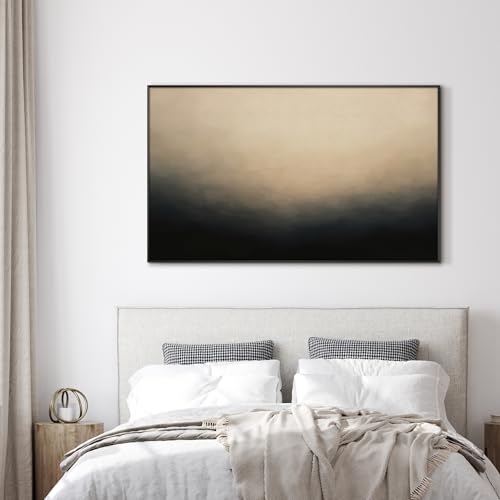 36"x60" Extra Large Framed Wall Art Soft Cream and Dark Abstract Landscape Illustration for Home Living Room Bedroom Decor