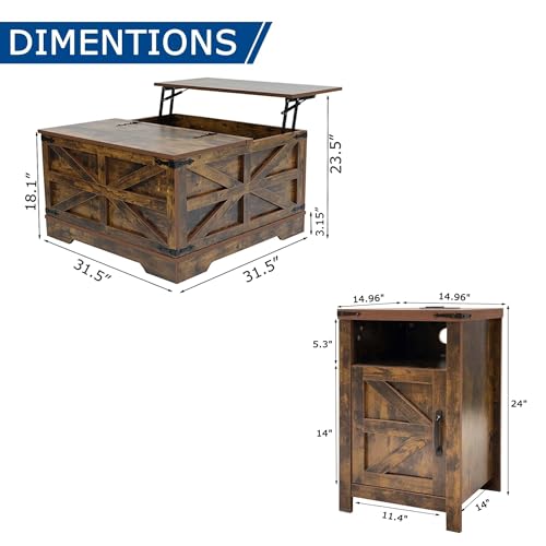 Farmhouse Coffee Table and End Table Sets of 3 (3 Count)