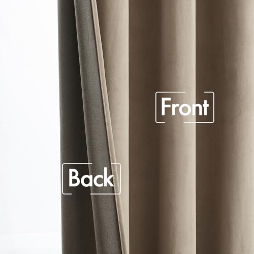 Light Taupe Velvet Pinch Pleat Blackout Curtains W52 X L84 Inches