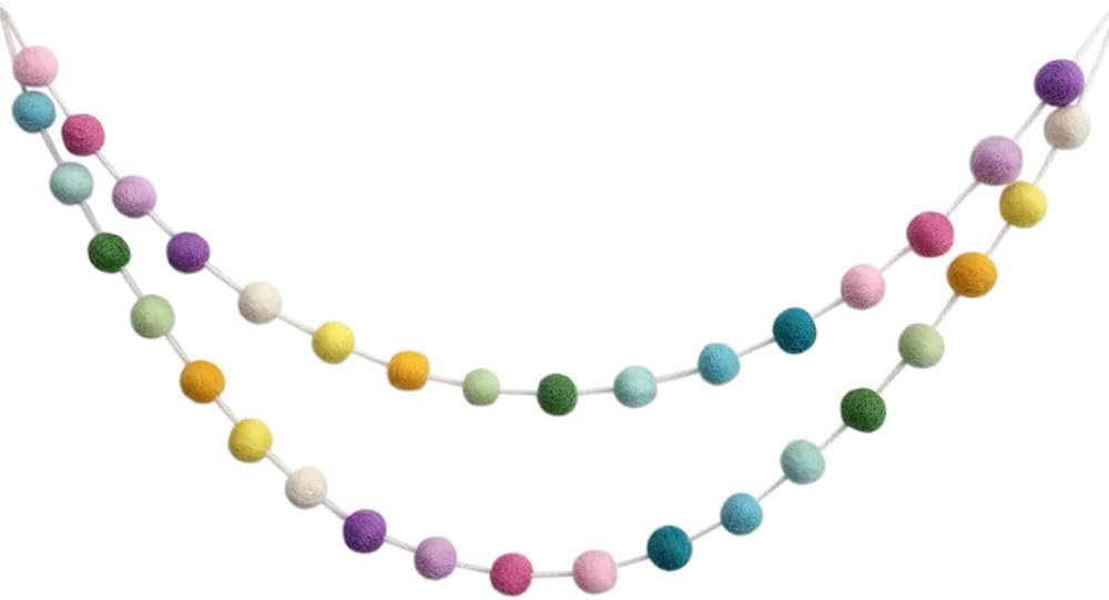 Felt Ball Garland Misscrafts 9.8 Feet 100% Wool Roving Pom Pom Garland 20mm Colorful for Baby Shower Grand Opening Party Festivals Room Decorations