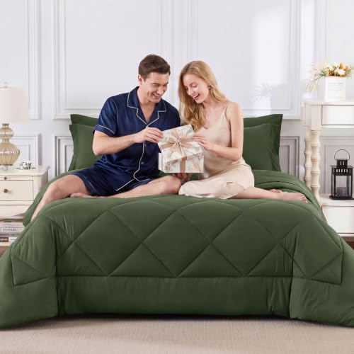 Queen Comforter Set Olive Green