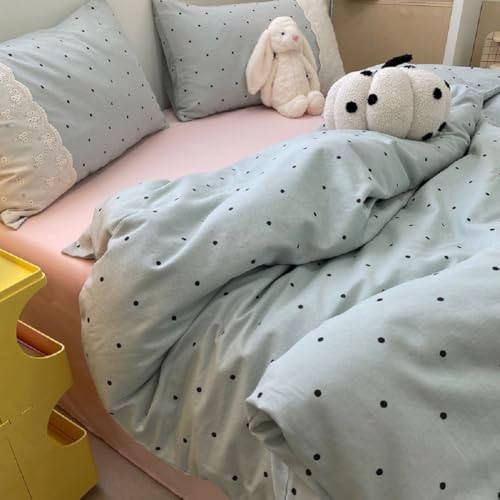 Romantic Lace Comforter Set Queen Cute Polka Dots Comforter with 2 Pillowcases Fluffy Soft Microfiber Black Dots Bedding Set for Teens Girls Lightweight Princess Style Queen Comforter Set