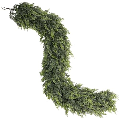 Lifelike Touch Artificial Christmas Cedar Garland for Stairs (16 Foot)