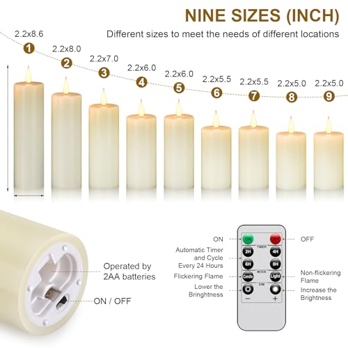 Flameless Battery Operated LED Candles 3D Wick 24 (9 Count)