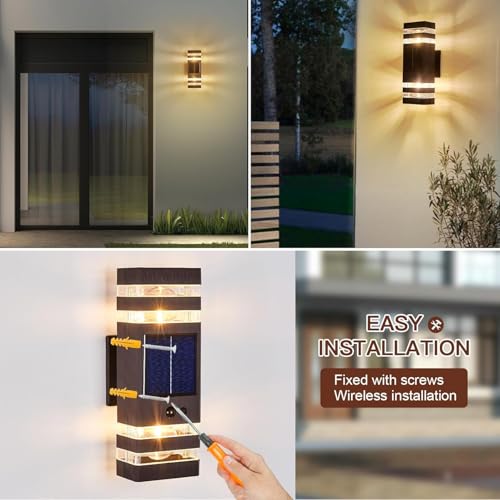 Oil Rubbed Bronze Solar Outdoor Wall Lights with 3
