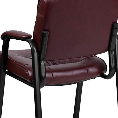 Flash Furniture Haeger LeatherSoft Tufted Executive Reception Chair with Padded Armrests, Upholstered Side Chair for Living Room or Office, Burgundy
